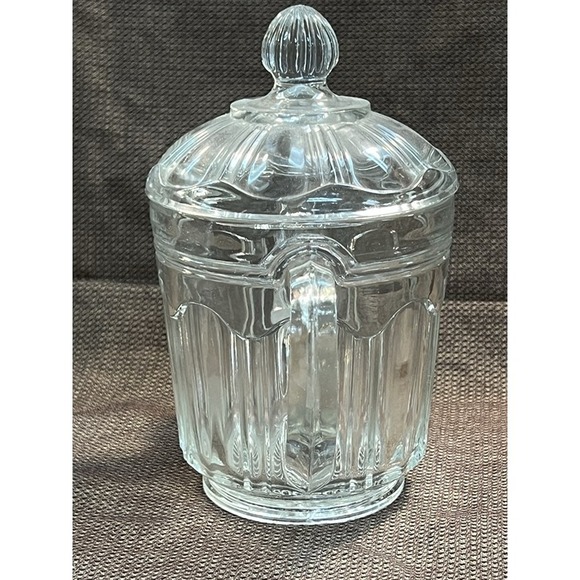 Hazel Atlas Clear Glass 2 Handle Sugar Bowl w/Lid ~ Vintage 1930s (1656) - Picture 3 of 8